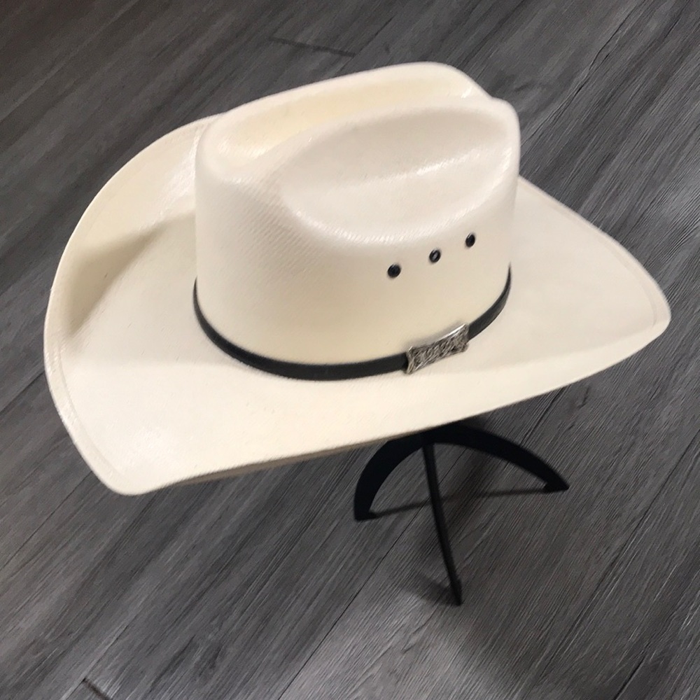 Morcon New Self Conforming Off White Glazed Straw Western Hat size 6 7/8
